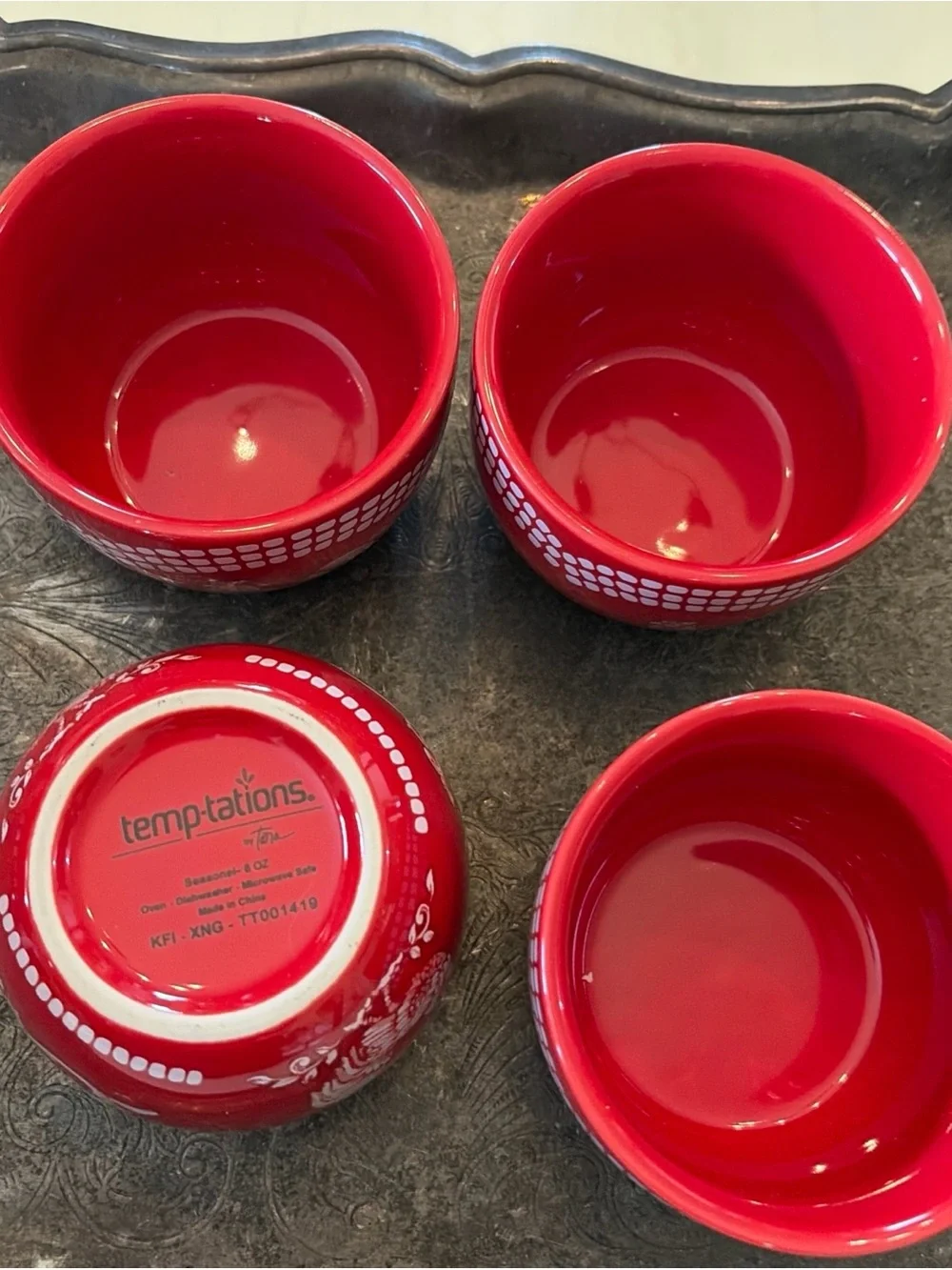 Temp-tations by Tara Red Rooster Ceramic Ramekins - Set of 4